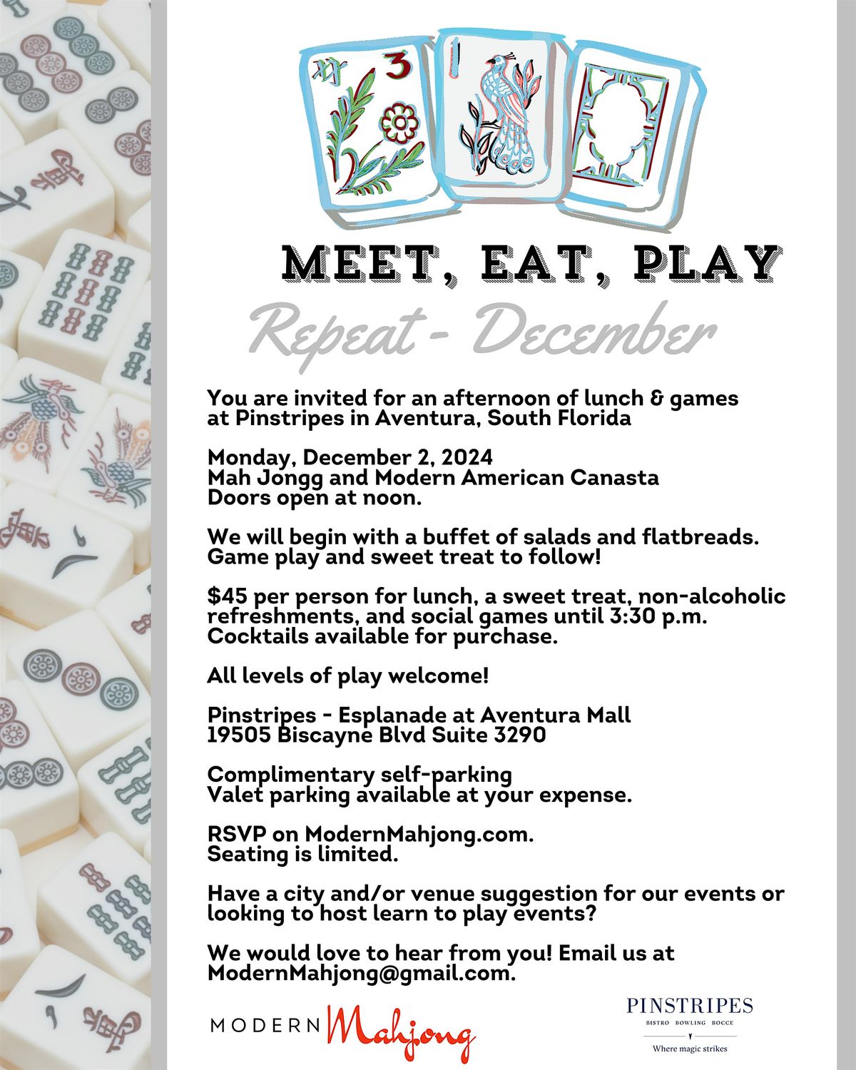 Meet Eat Play Repeat\u2122  Pinstripes Aventura - Mahjong, Canasta