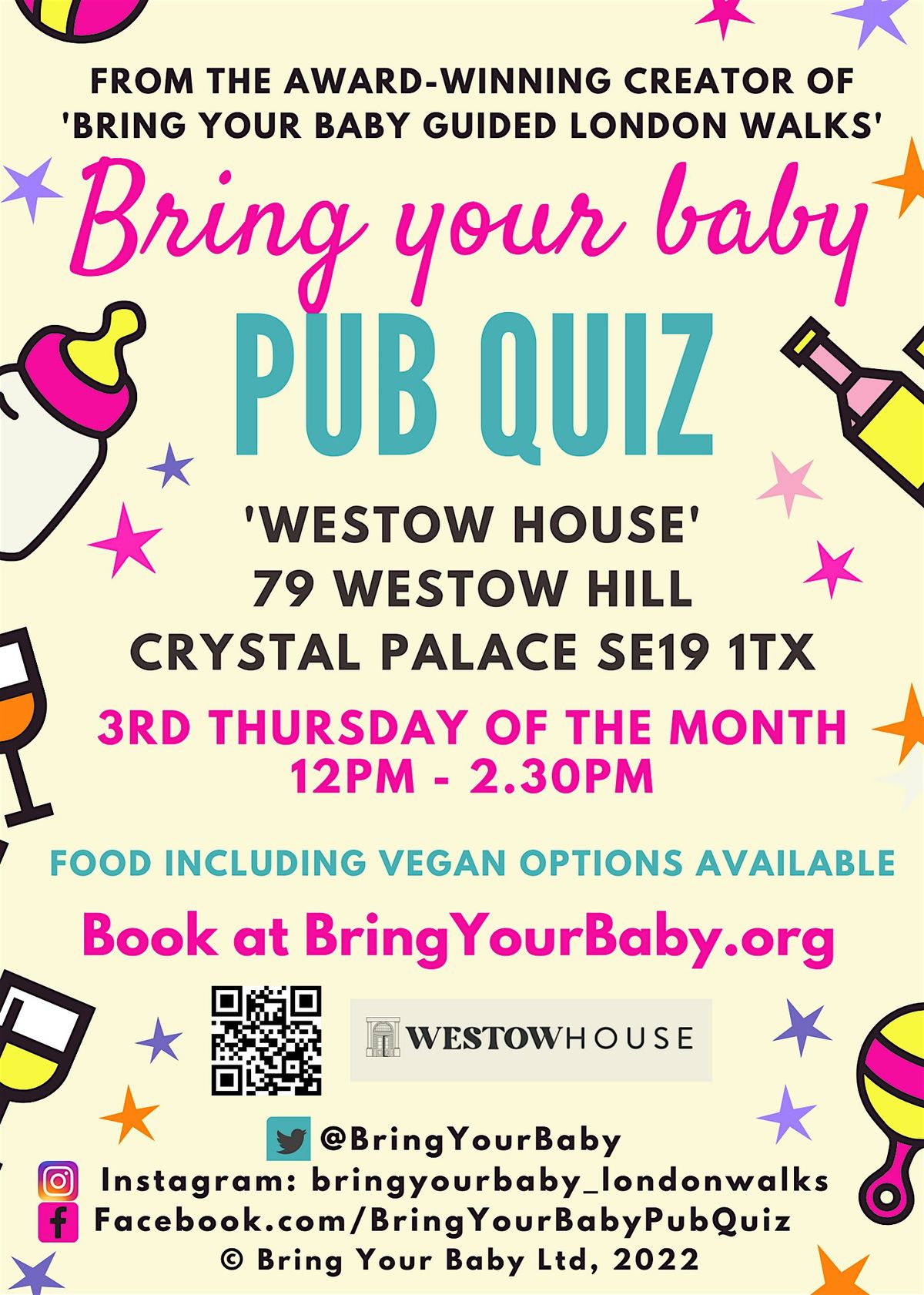 BRING YOUR BABY PUB QUIZ @ Westow House, CRYSTAL PALACE (SE19) SOUTH LONDON