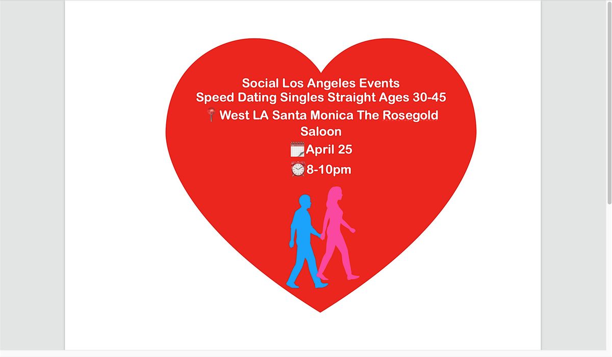 Speed Dating Social Party in Santa Monica LA for Singles Straight Ages30-45