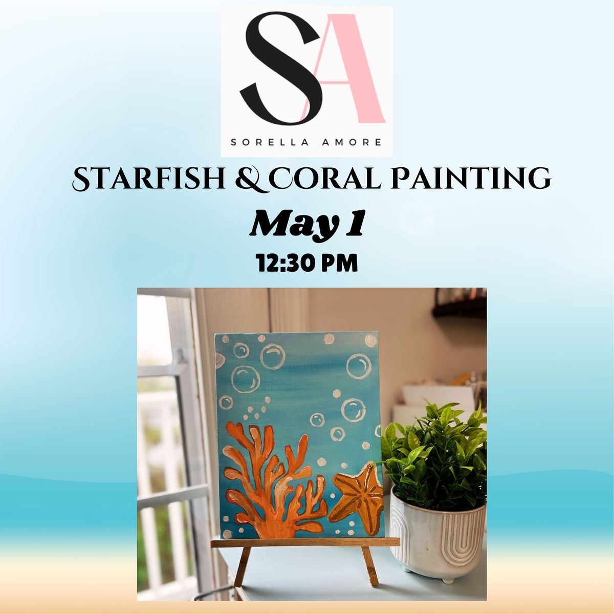 Starfish & Coral Canvas Painting