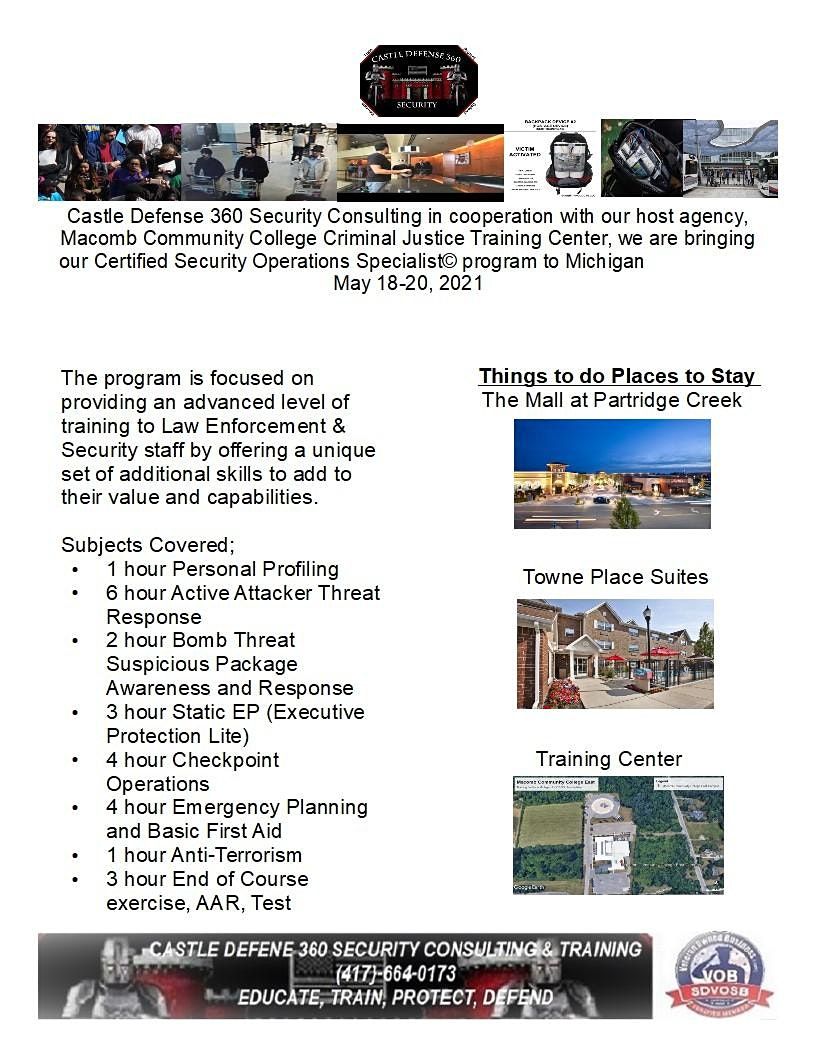 Certified Security Operations Specialist C Csos Michigan Macomb Community College East Campus Clinton Township 18 May To 20 May