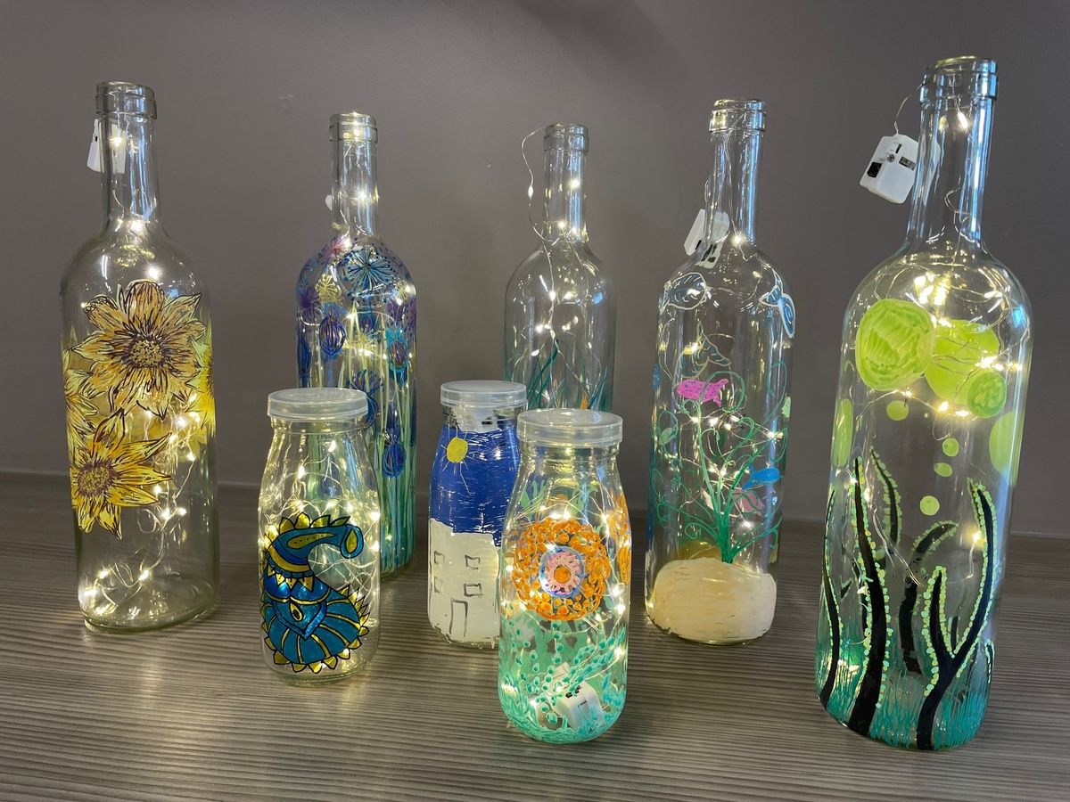 Glass bottle painting