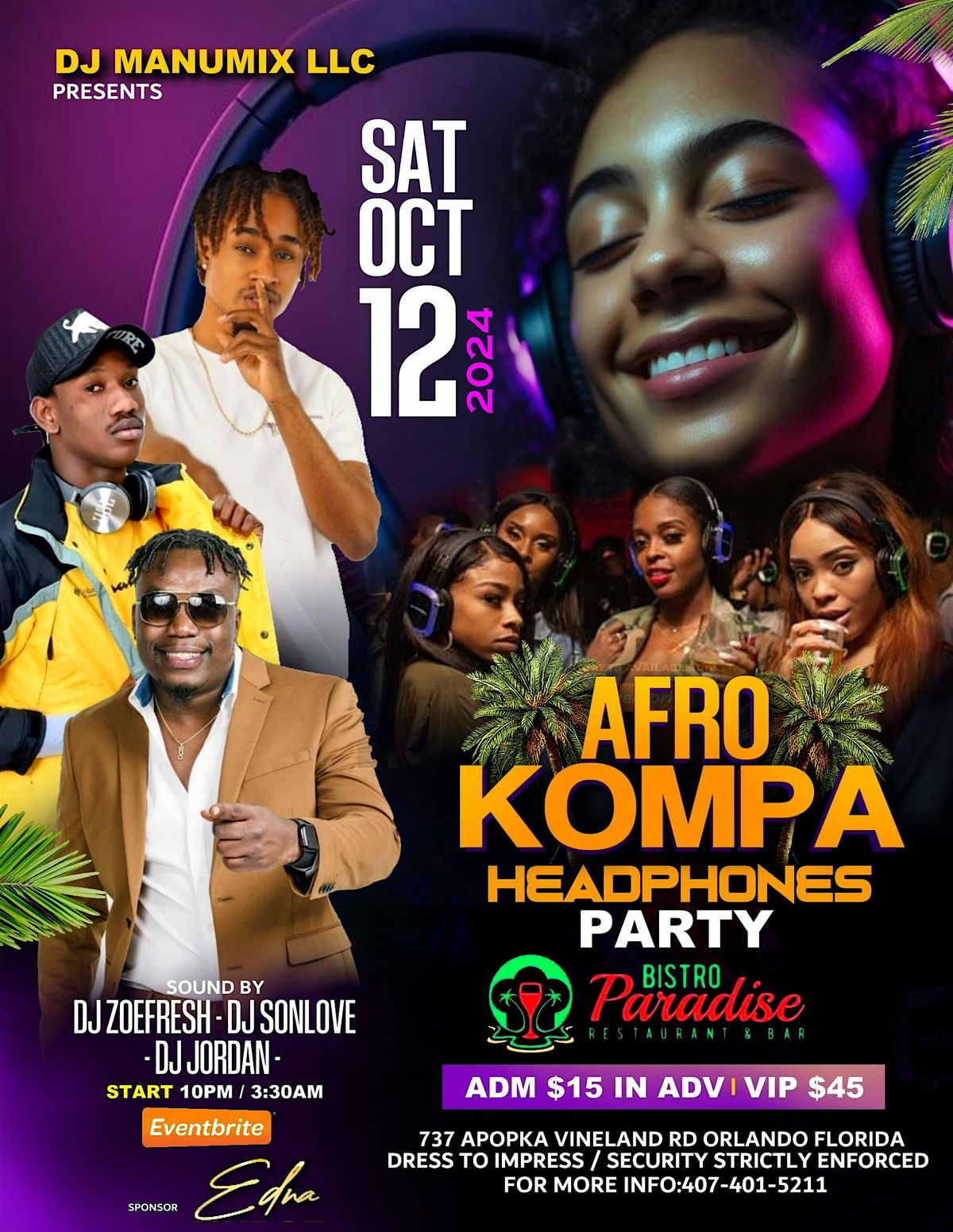 Afro Kompa Silent Headphones Party