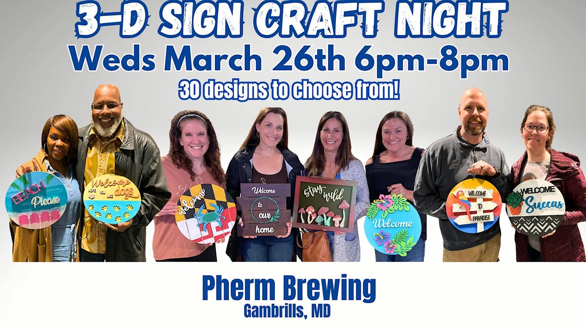 3-D Wood Sign Paint Night @ Pherm Brewing with Maryland Craft Parties