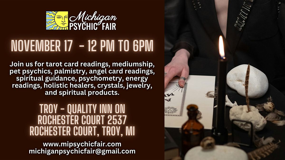 Michigan Psychic Fair November 24, 2024, Troy, MI