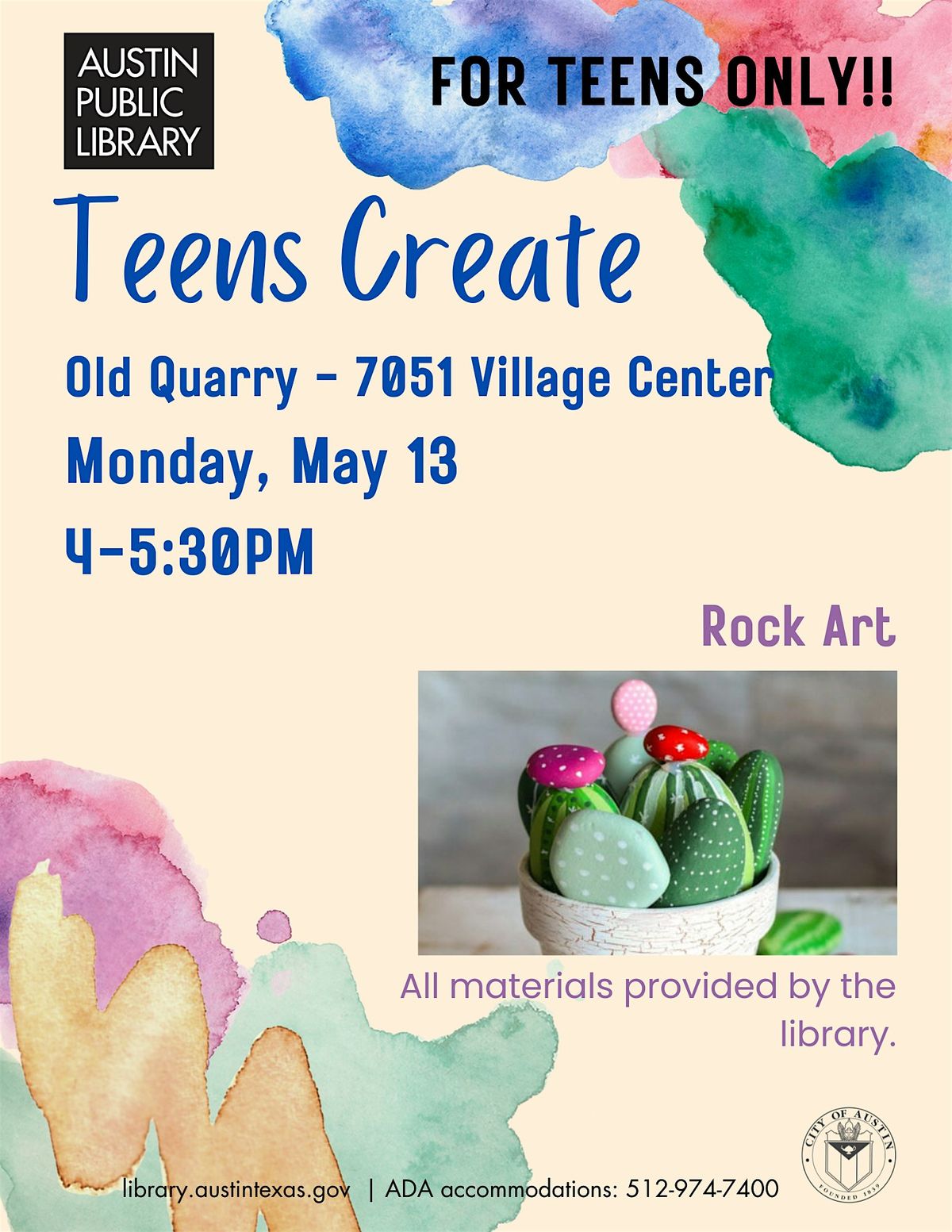 Teens Create: Rock Painting