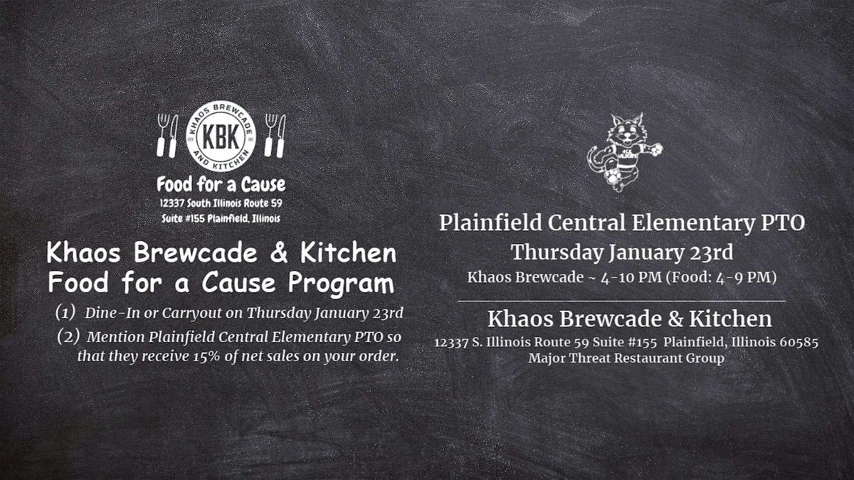 Khaos Brewcade Food for a Cause - Plainfield Central PTO - Thursday 1\/23\/25