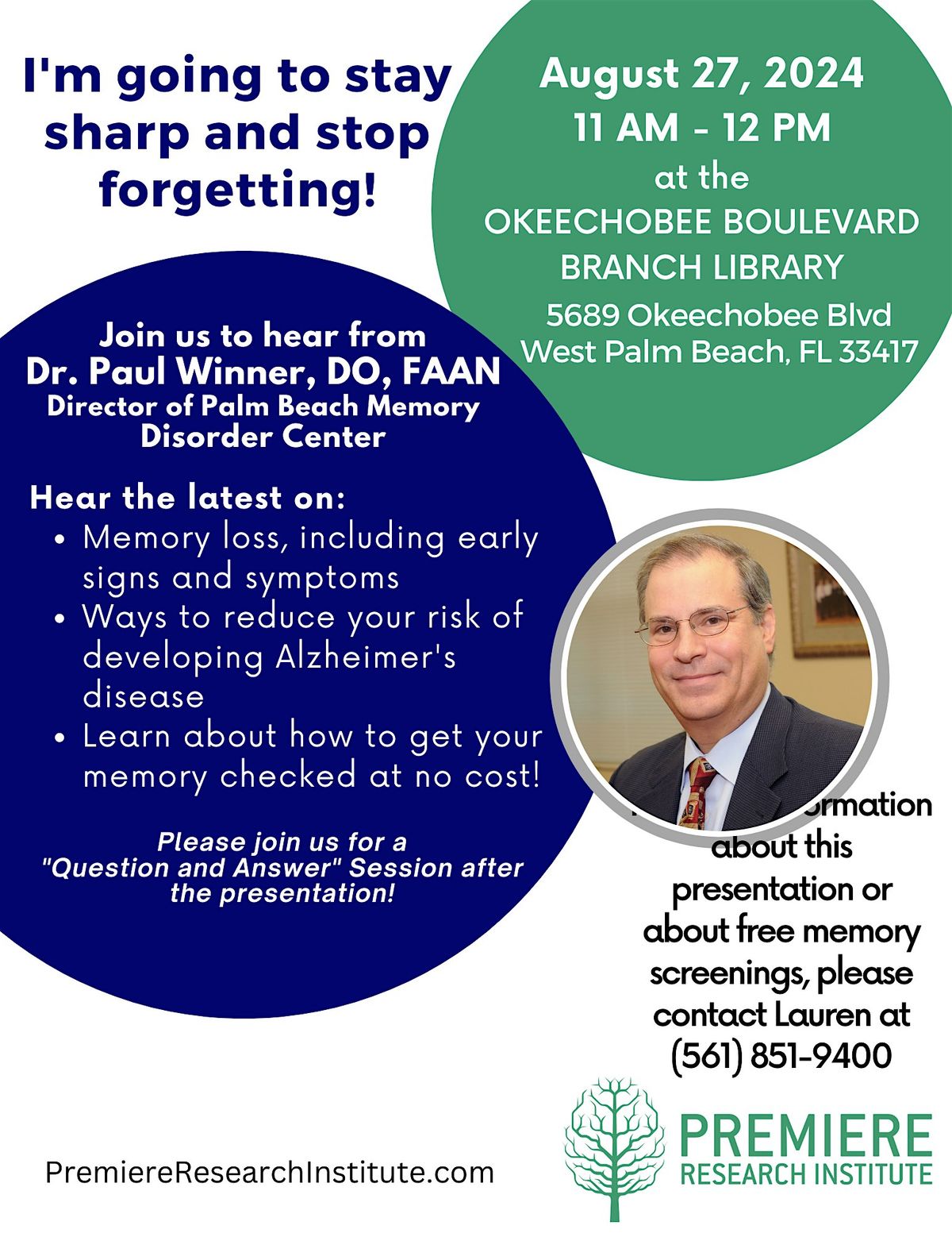 New Hope: Learn About Memory Loss - Okeechobee Boulevard Branch Library