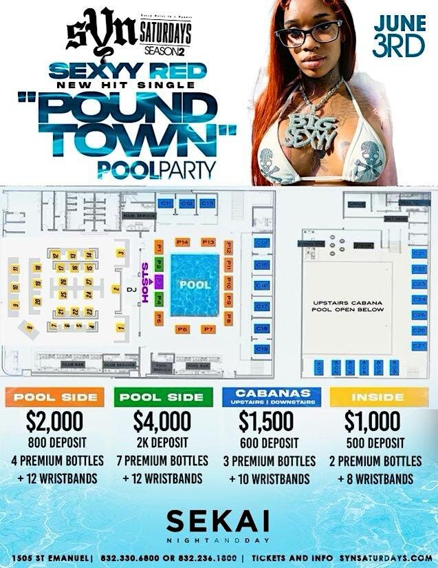 Pound Town Pool Party| Sexxy Red LIVE June 3rd | Sekai Night & Day