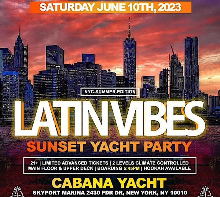 Latin sunset summer Yacht cruise party