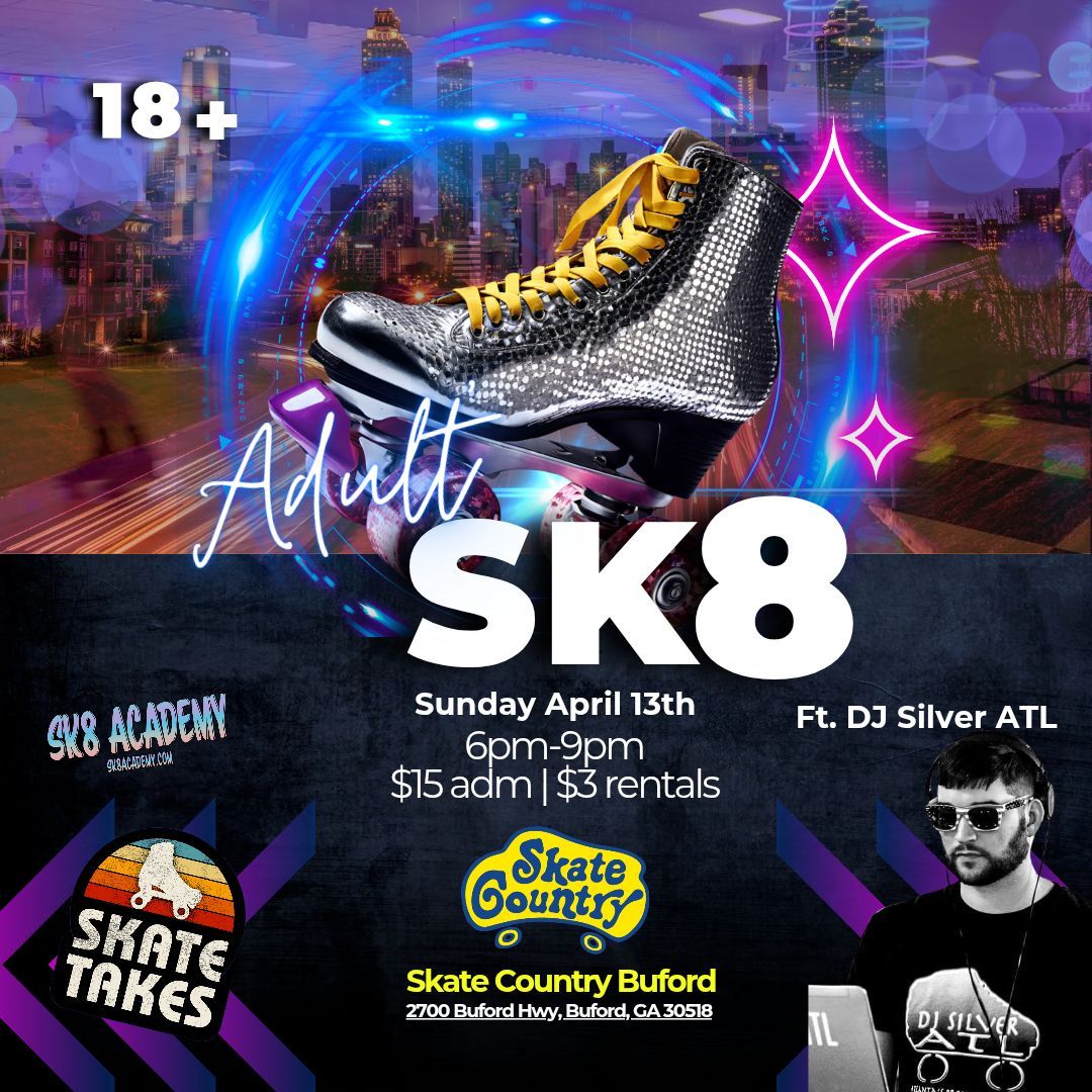 Adult Sk8 ft DJ Silver ATL