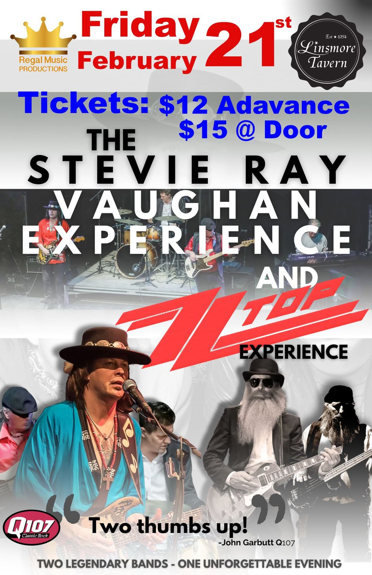 Stevie Ray Vaughan Experience w The ZZ Top Experience Live at the Linsmore 4 a double shot of blues