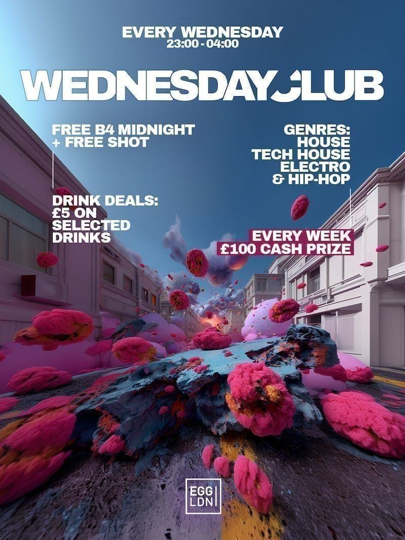 Wednesday Club: House, Tech House, Electro &amp; Hip Hop \/ \u00a3100 Cash Prize Every Week