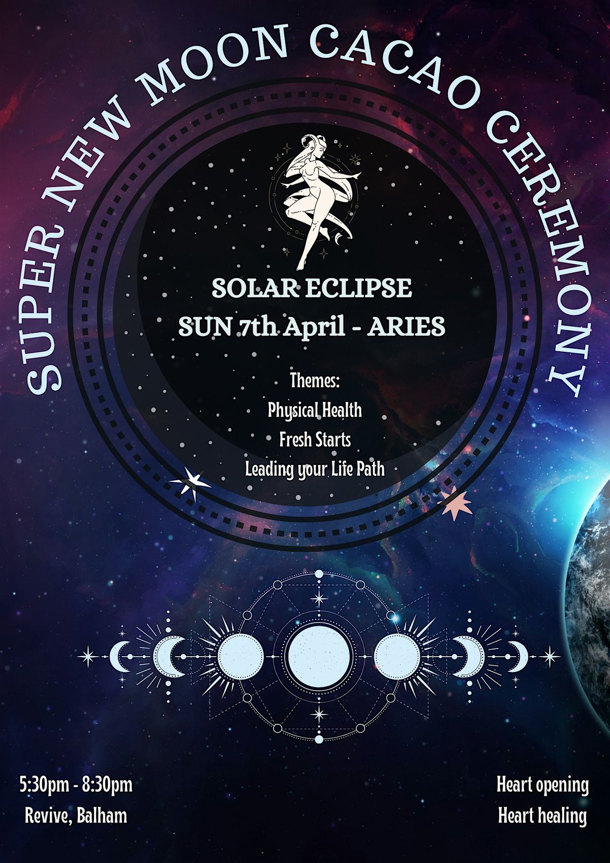 Solar Eclipse Super New Moon in Aries Cacao Ceremony