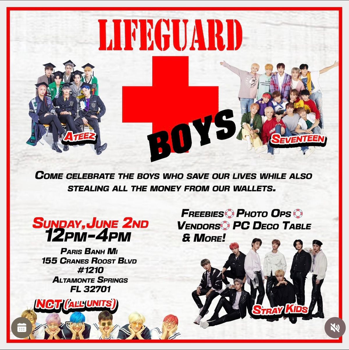 Lifeguard Boys: Ateez, Stray Kids, NCT, Seventeen Cup Sleeve Event