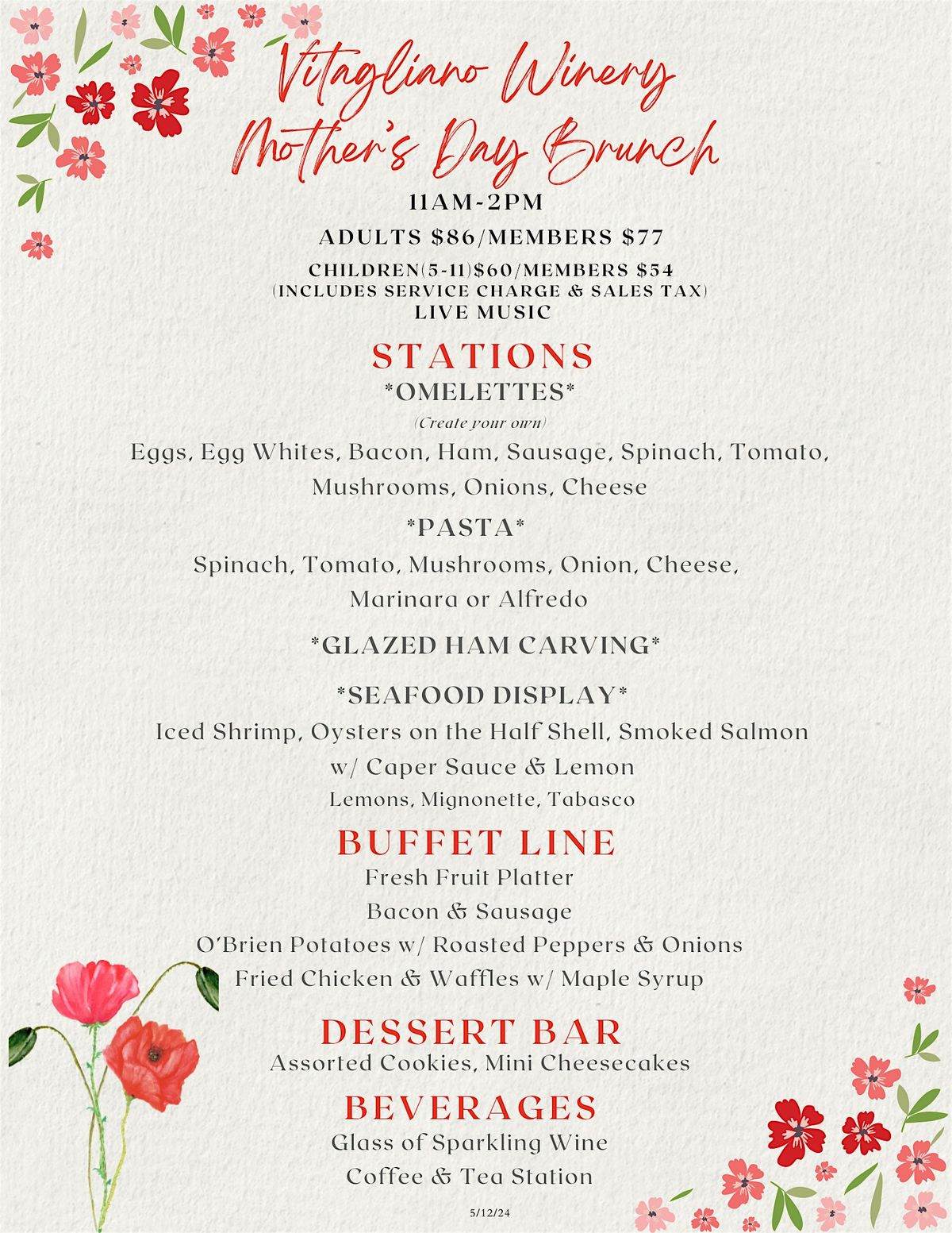 Vitagliano Winery's Mother's Day Brunch