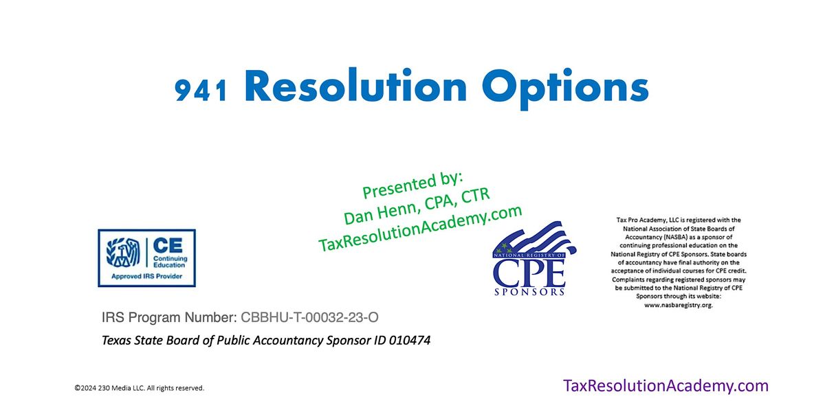 941 Resolution Options