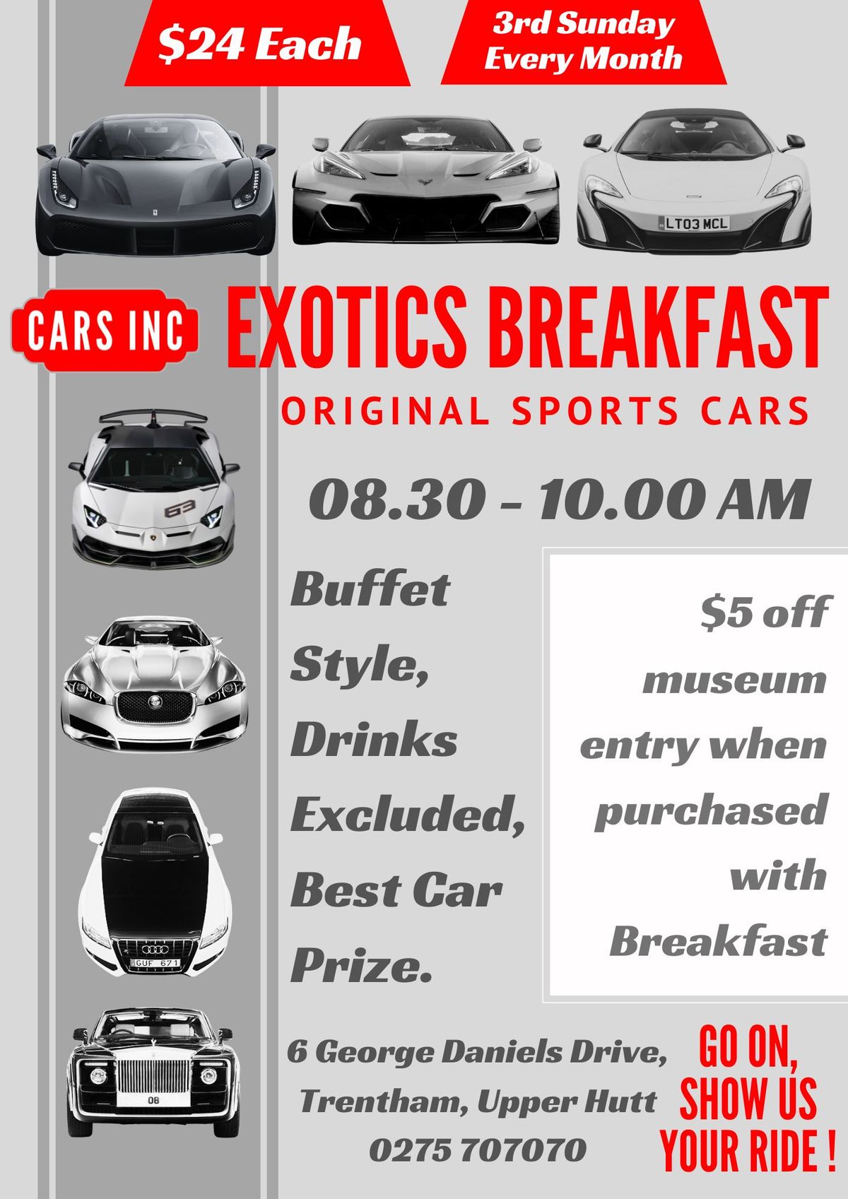 Cars Inc Exotics Breakfast