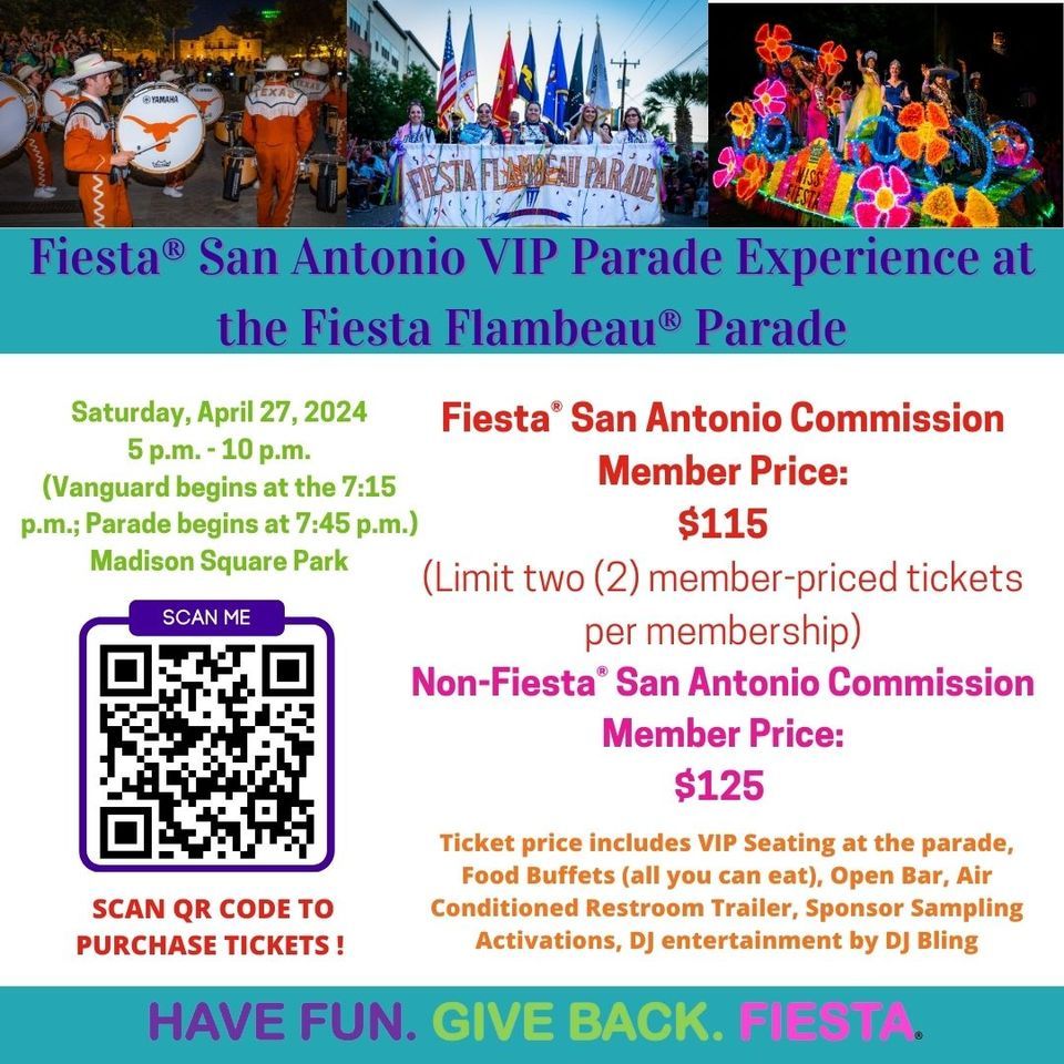 Fiesta\u00ae San Antonio VIP Parade Experience at the Fiesta Flambeau\u00ae Parade