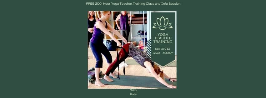  FREE 200-Hour Yoga Teacher Training Class and Info Session with Kate