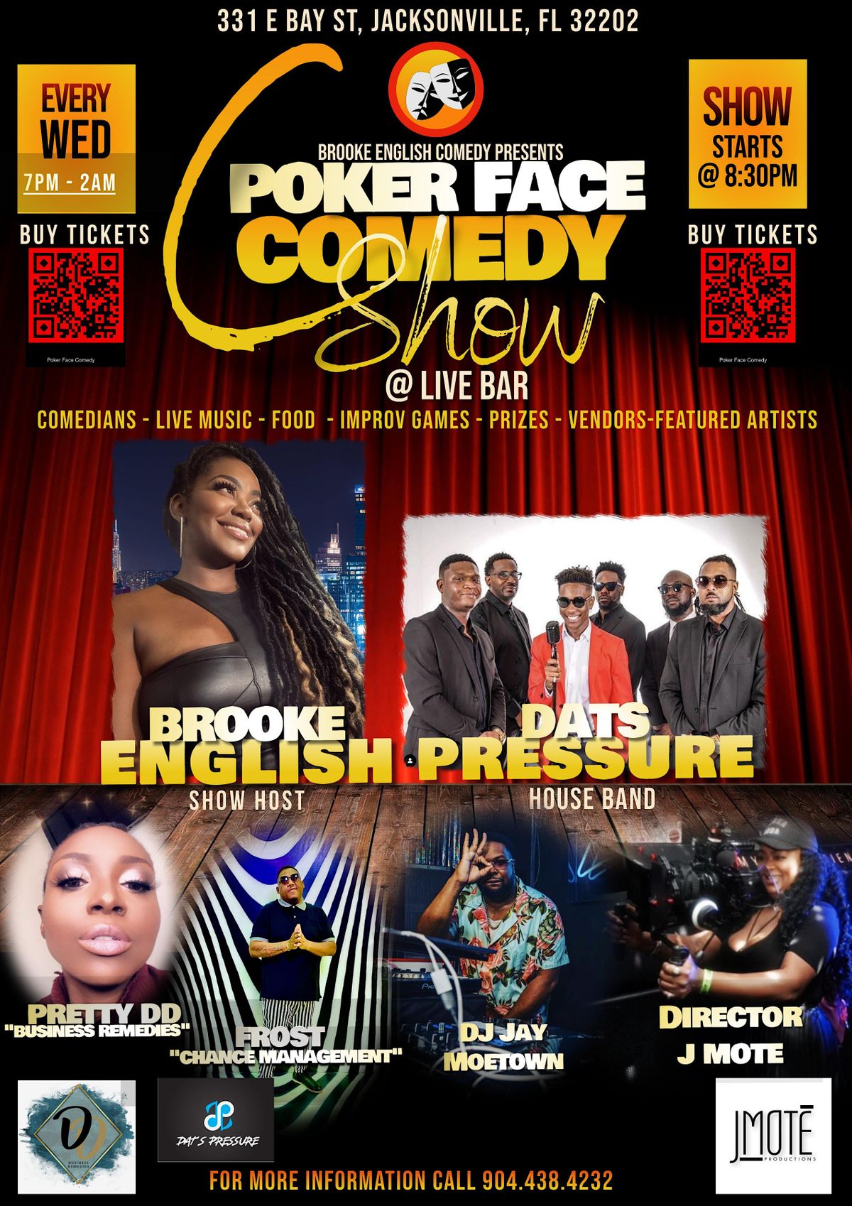 Brooke English Presents Poker Face Comedy w\/ The Band Dats Pressure