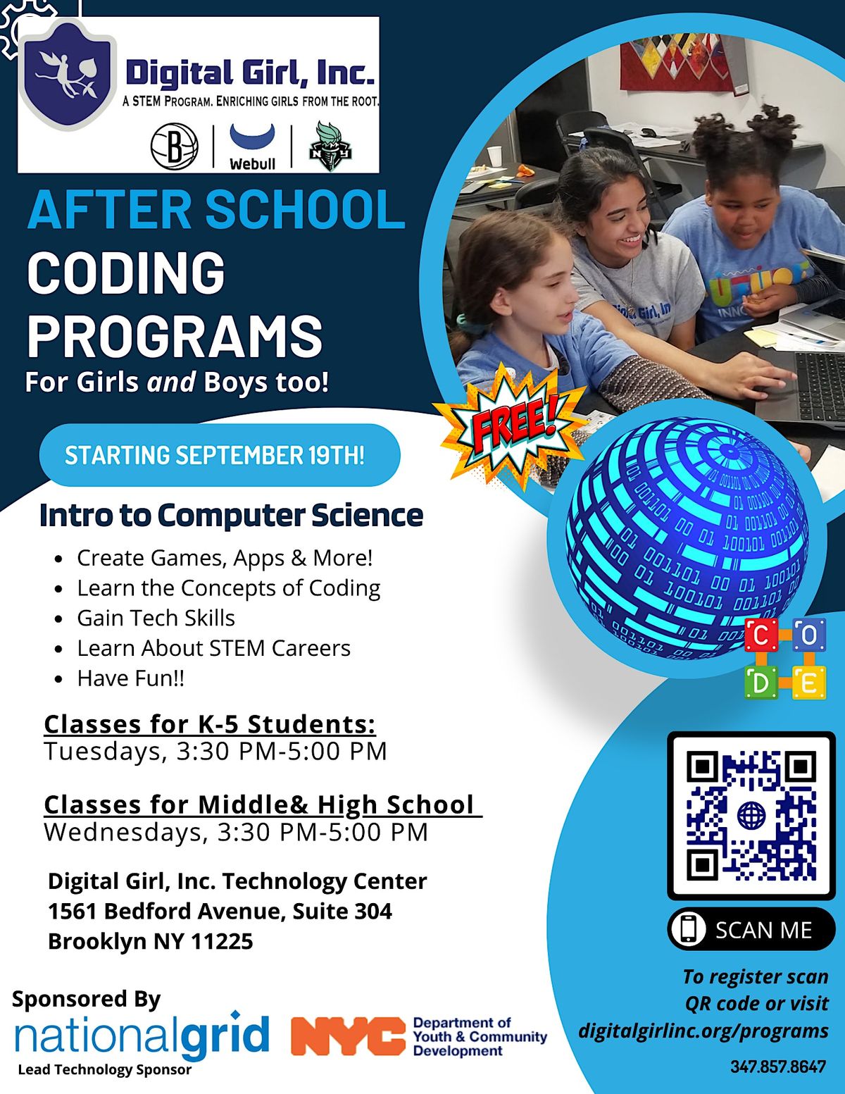 After-School Computer Science Classes for Grades 6-12
