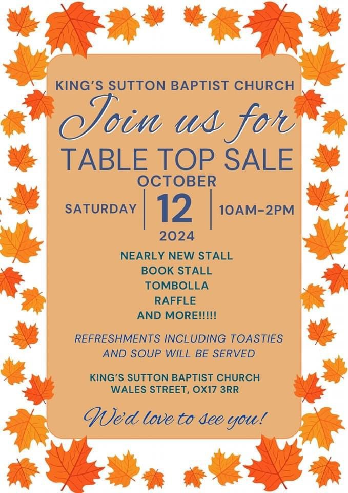 King\u2019s Sutton Baptist Church - Table Top Sale!