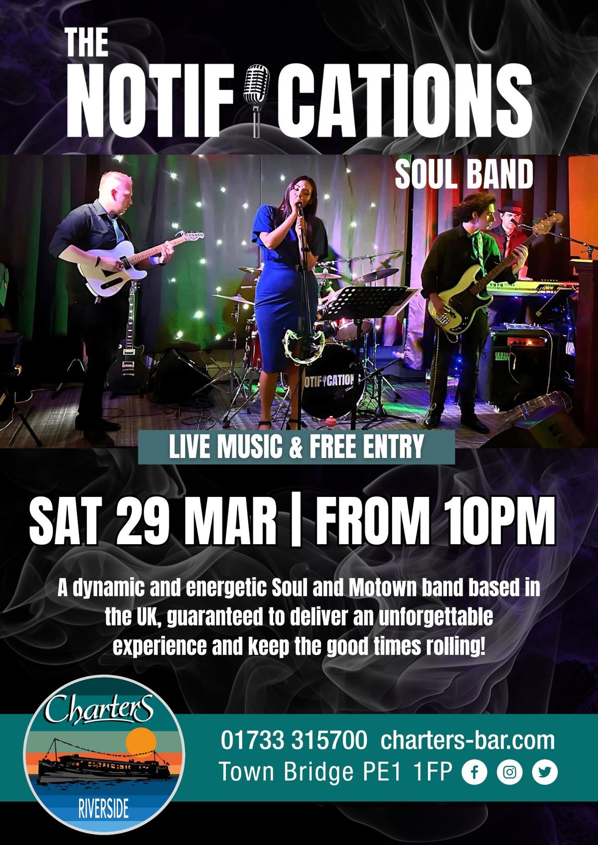 THE NOTIFICATIONS SOUL BAND @CHARTERS - LIVE MUSIC & FREE ENTRY 