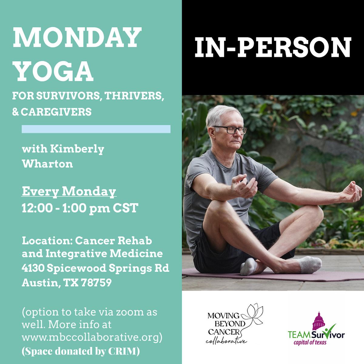 IN-PERSON Monday Yoga for Survivors, Thrivers, and Caregivers