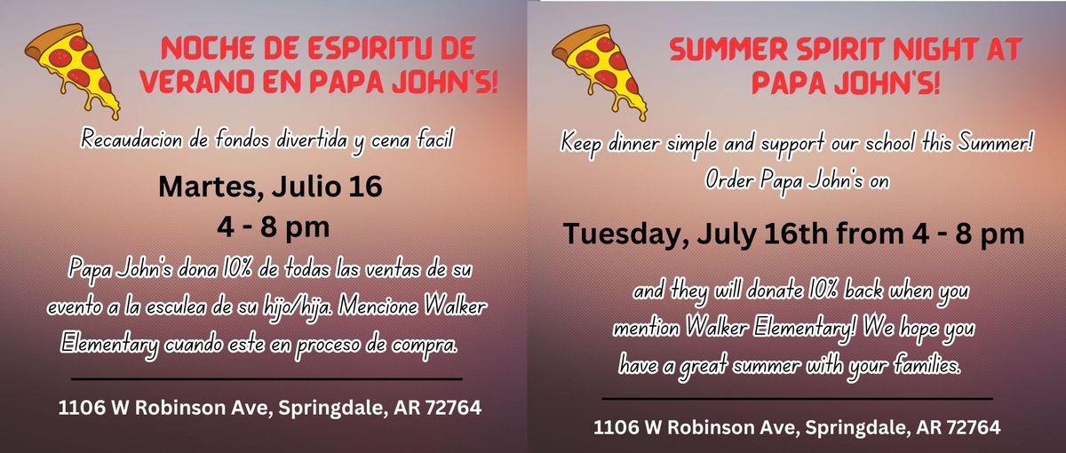 Summer Papa John's Spirit Night