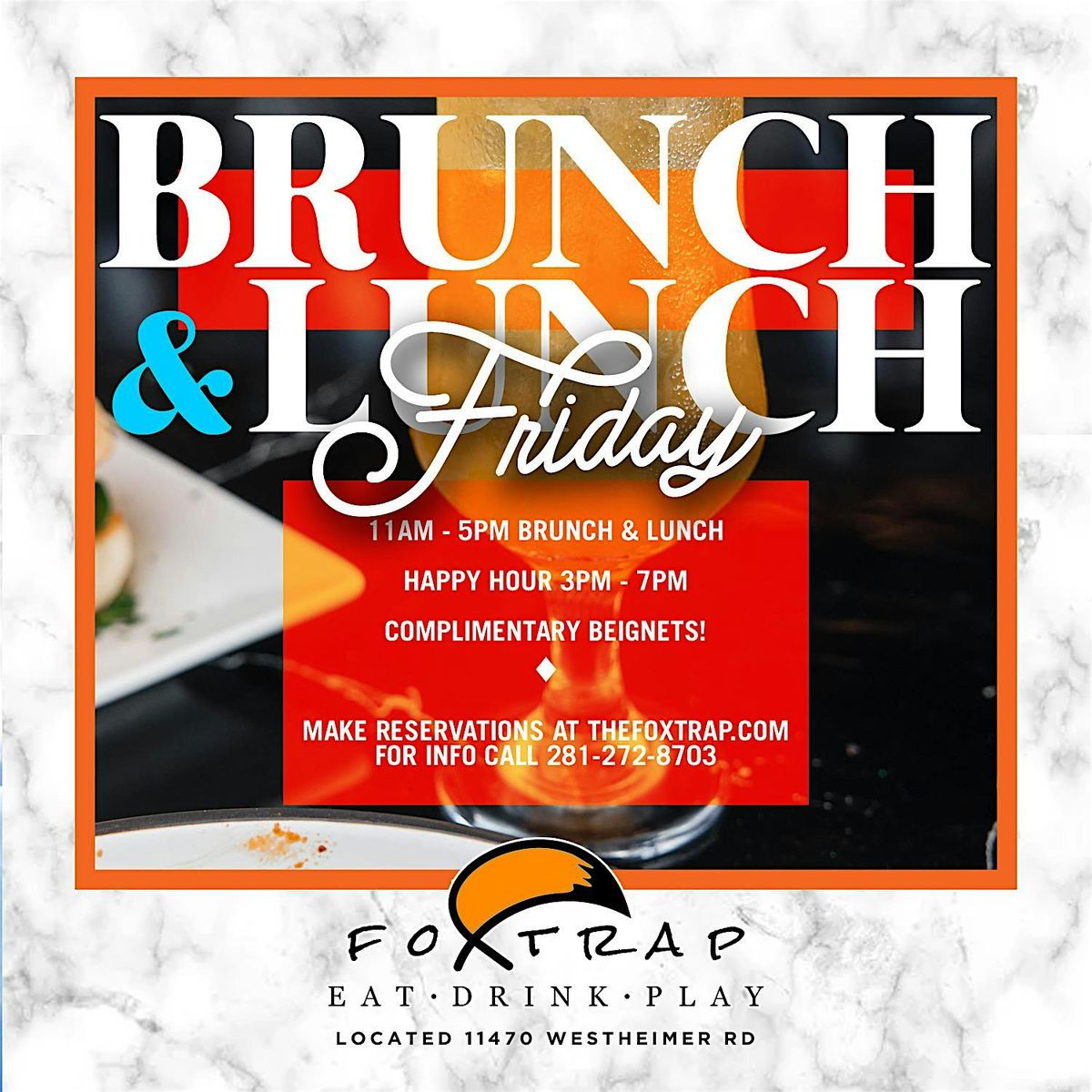 Tuesday Brunch n Lunch  &  Happy Hour @ The Fox Trap | Hookah & Pool Tables