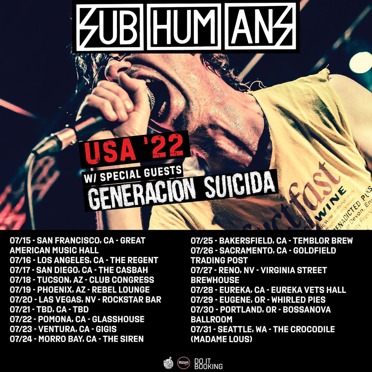 Subhumans / Generacion Suicida / TICK at Eureka Vets Hall, 1018 H St ...