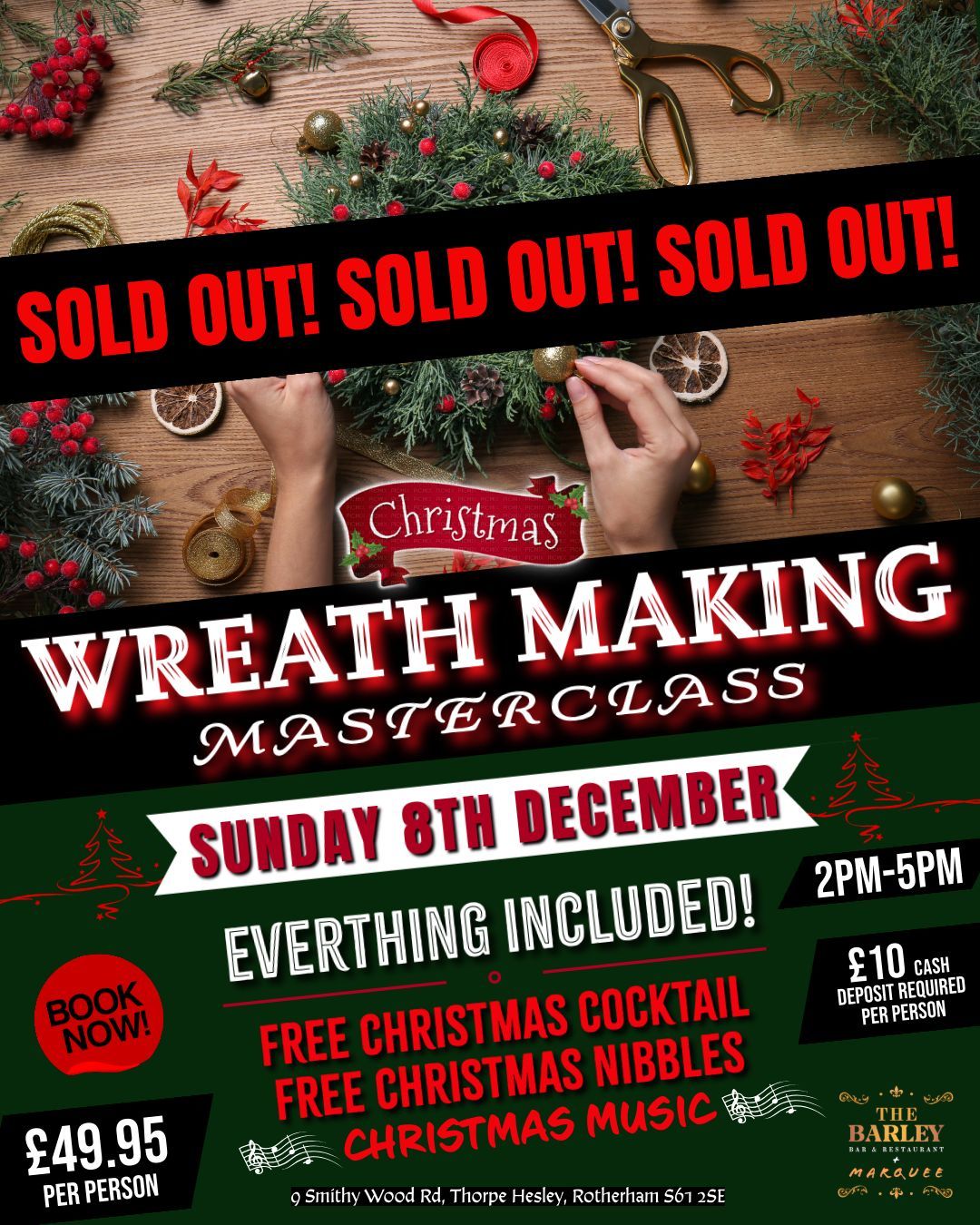 *SOLD OUT* Christmas Wreath Making Masterclass At The Barley