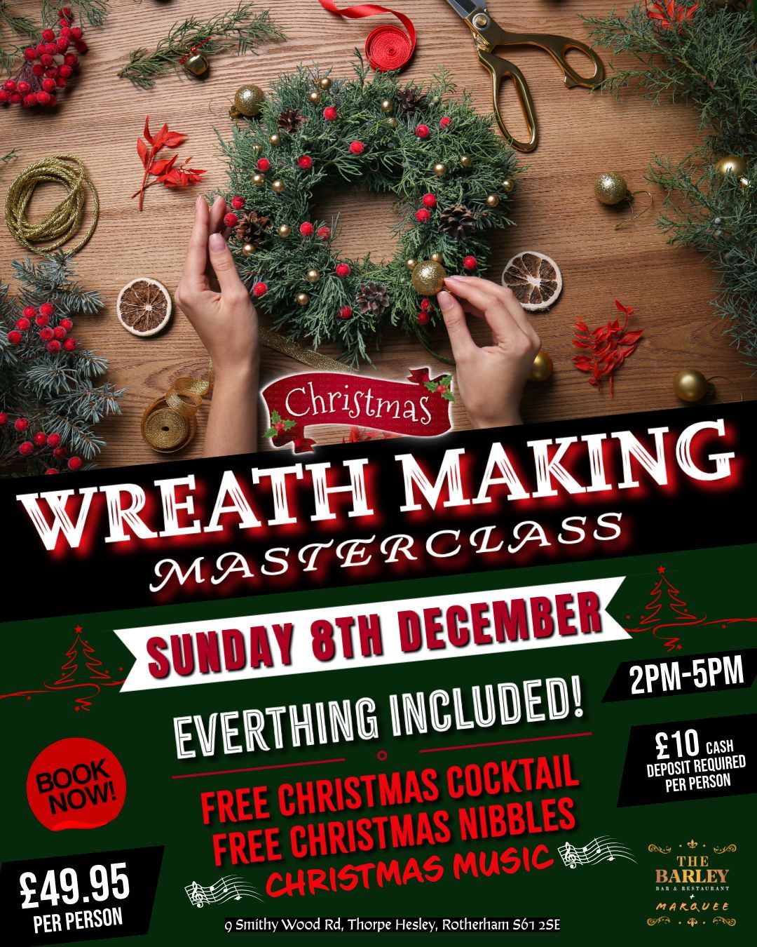 Christmas Wreath Making Masterclass At The Barley