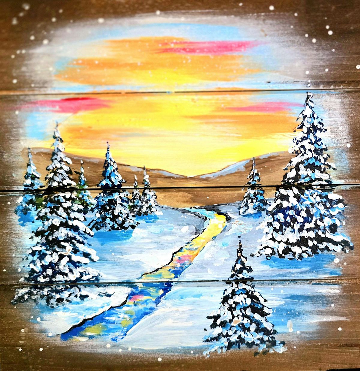 Snowy Valley **PAINT AND SIP on Wood sign**