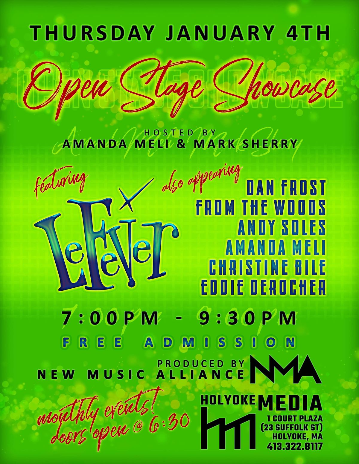 Open Stage Showcase; free show featuring LeFever & 6 other Original acts