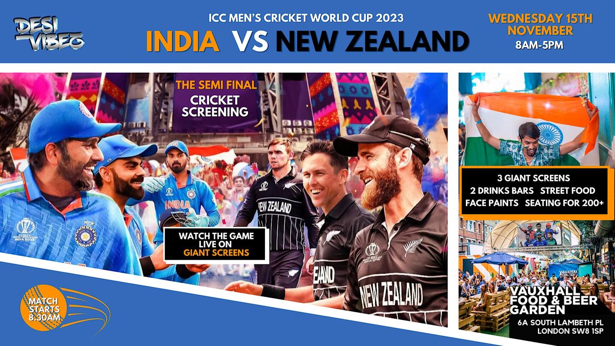 INDIA Vs NEW ZEALAND - Semi Final Screening ICC Cricket World Cup 2023 ...