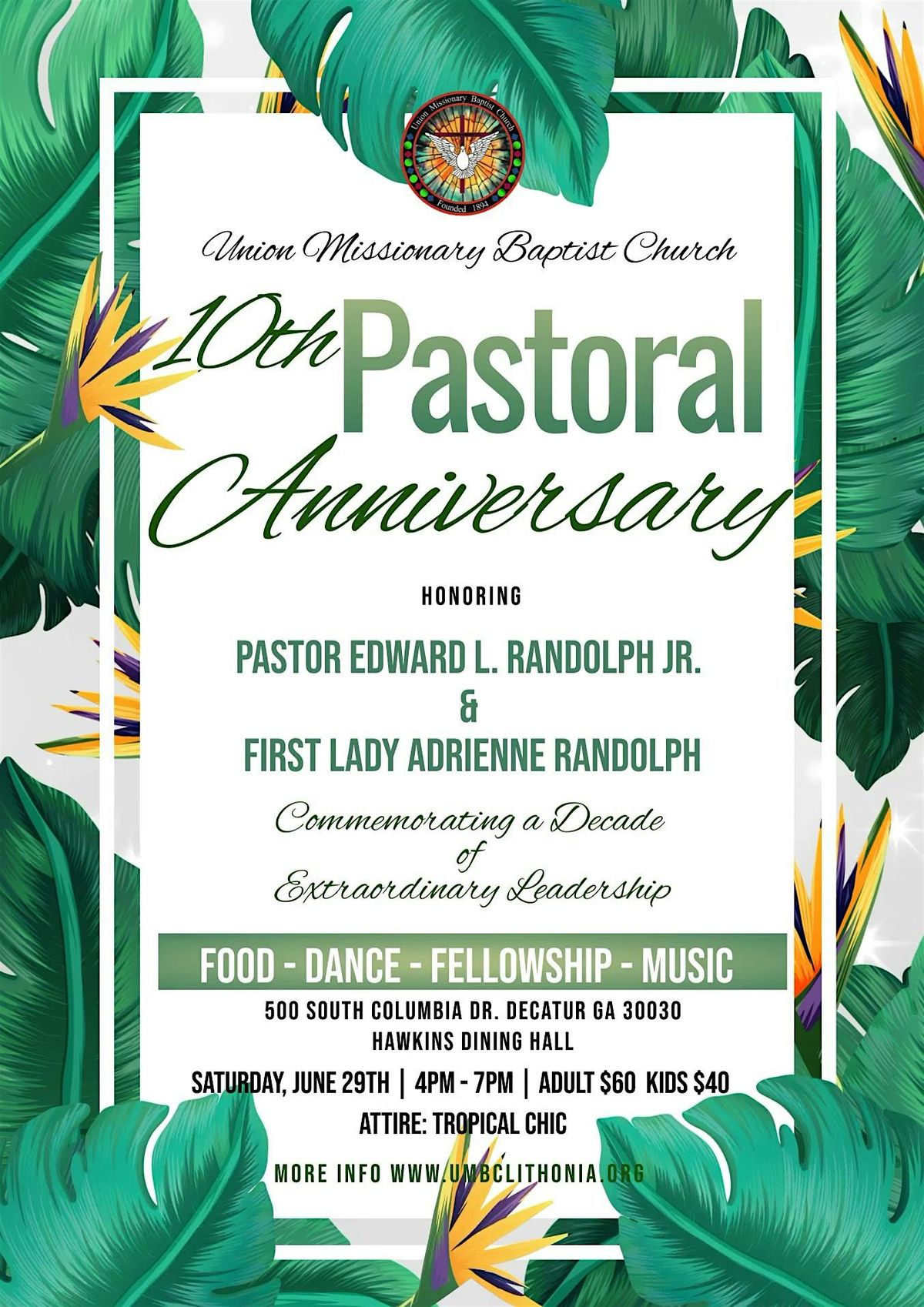 Union Missionary Baptist Church 10th Pastoral Anniversary Celebration