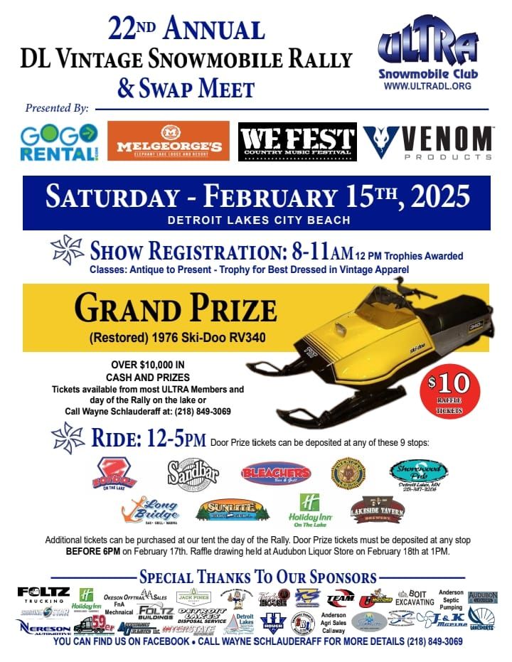 ULTRA Snowmobile Club's 22nd Annual DL Vintage Rally, Swap Meet and Ride 