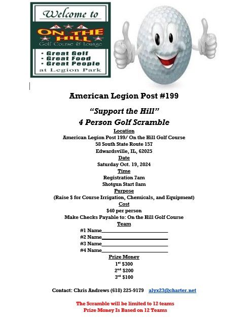  Have Fun Supporting The Legion 4-Person Golf Scramble 