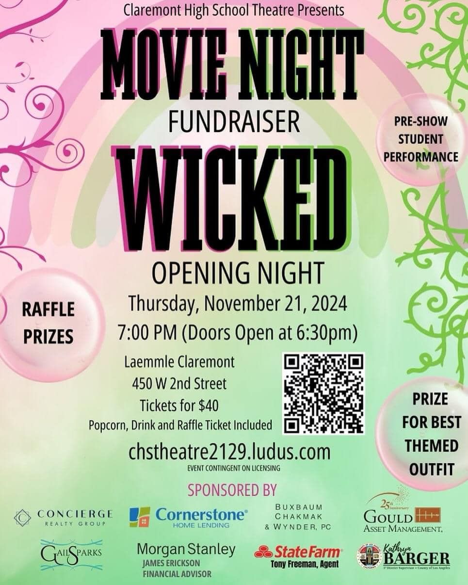 WICKED Movie Fundraiser for Claremont High School Theatre