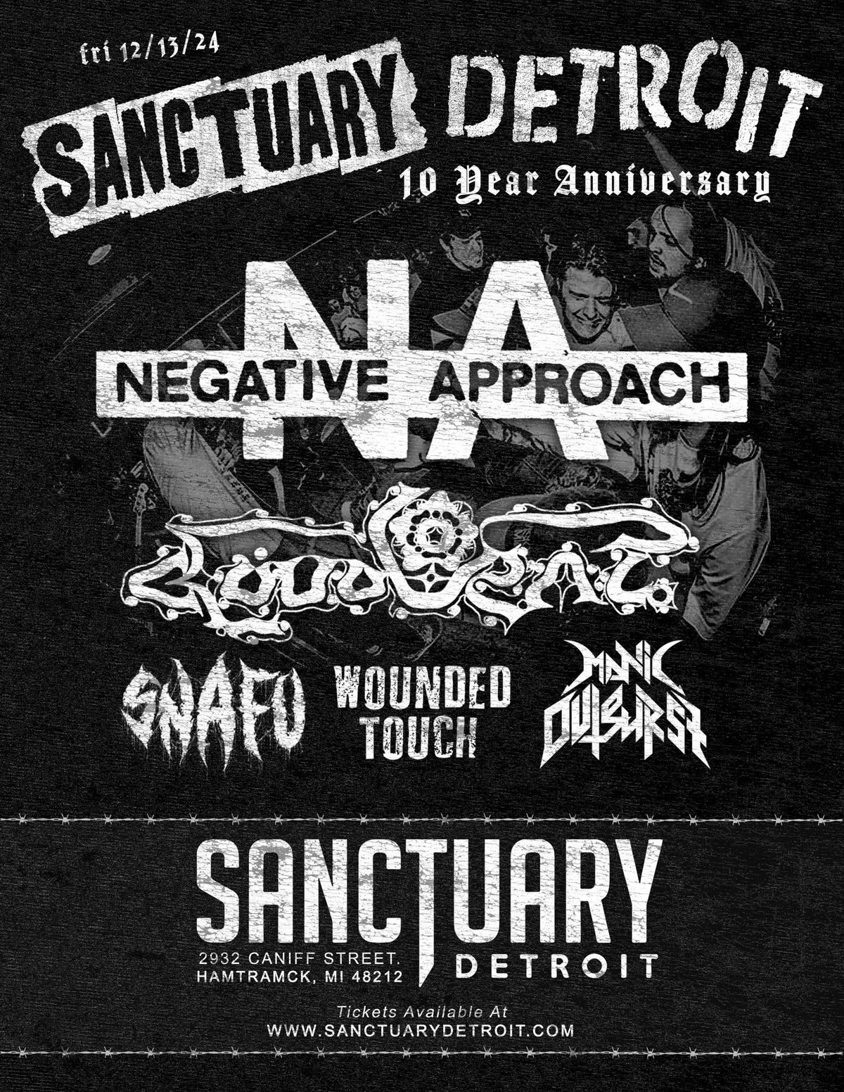 Negative Approach, Cloud Rat, Snafu, Manic Outburst, Wounded Touch at The Sanctuary 12\/13\/24