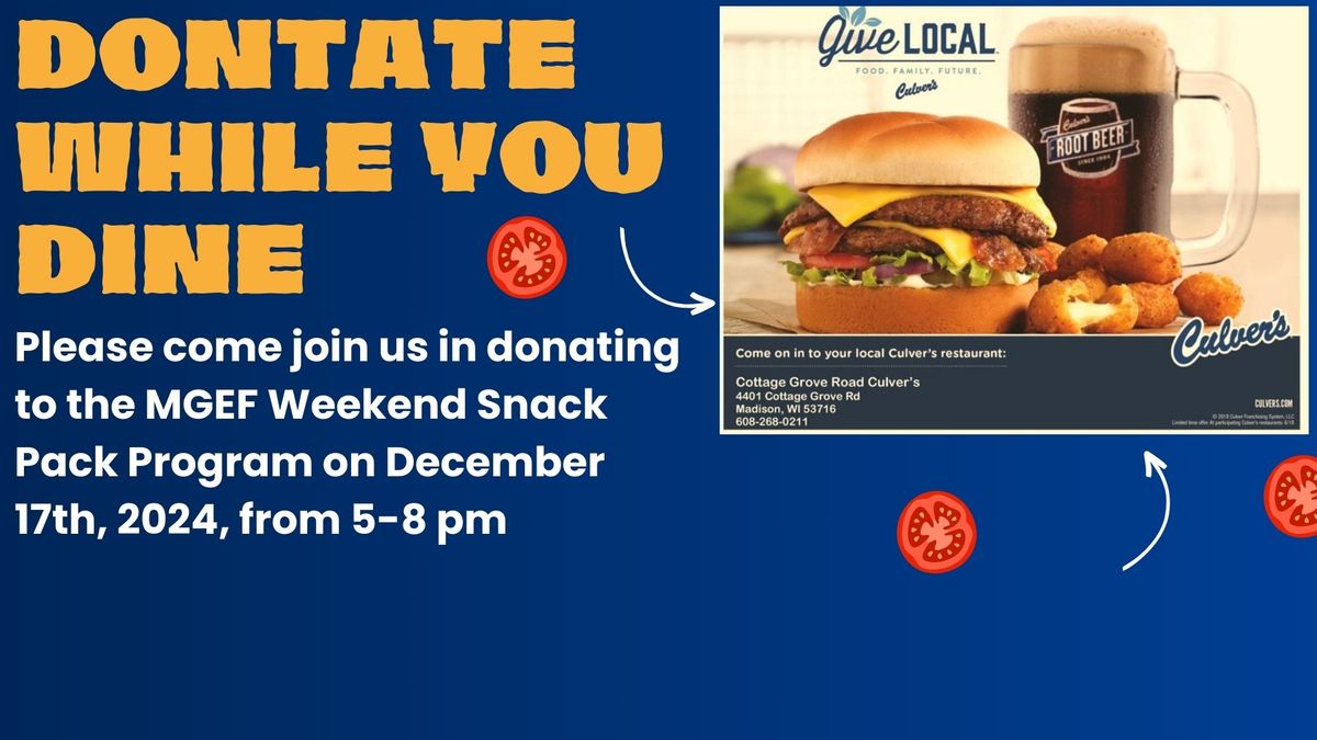 Donate While you Dine - Culvers Fundraiser! 