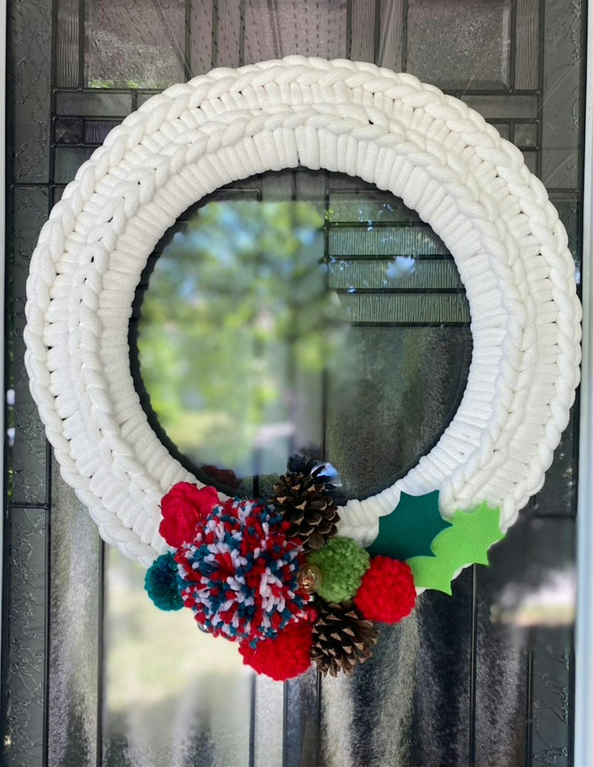 Hand-Knit Holiday Wreath