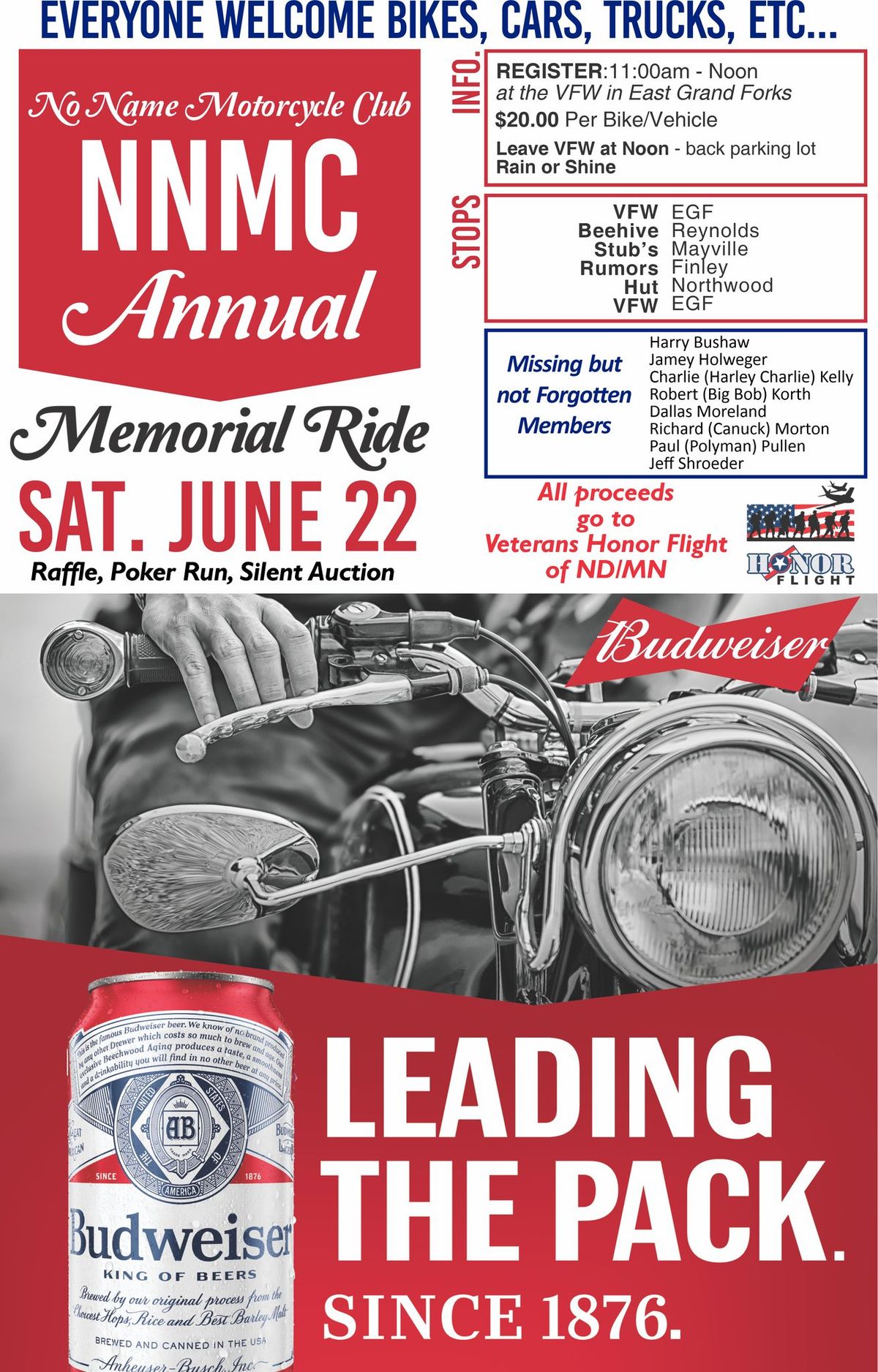 No Name Motorcycle Club Annual Ride in