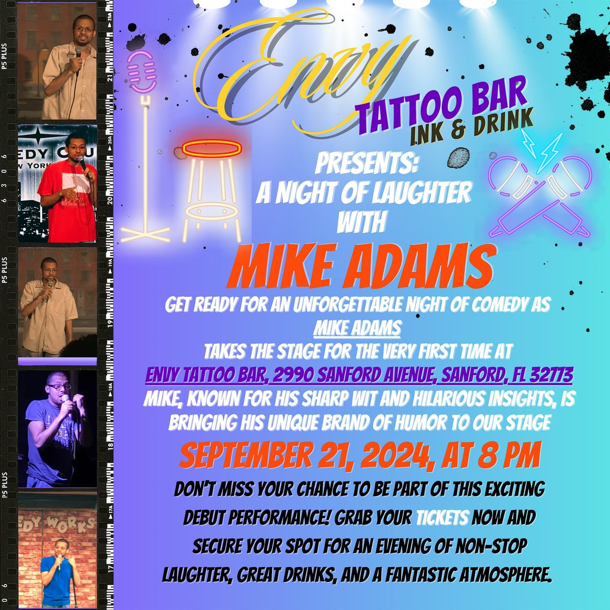 Comedy Night at Envy Tattoo Bar featuring MIKE ADAMS