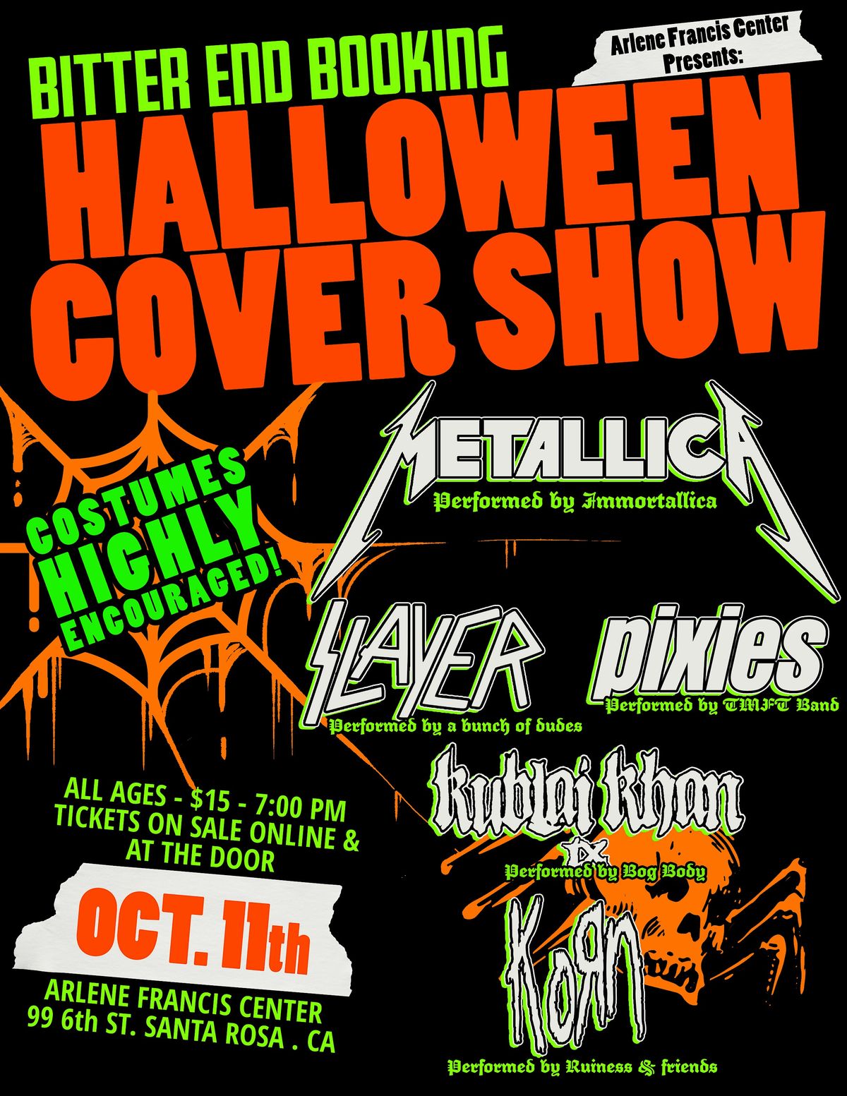 Bitter End Booking Halloween Cover Show