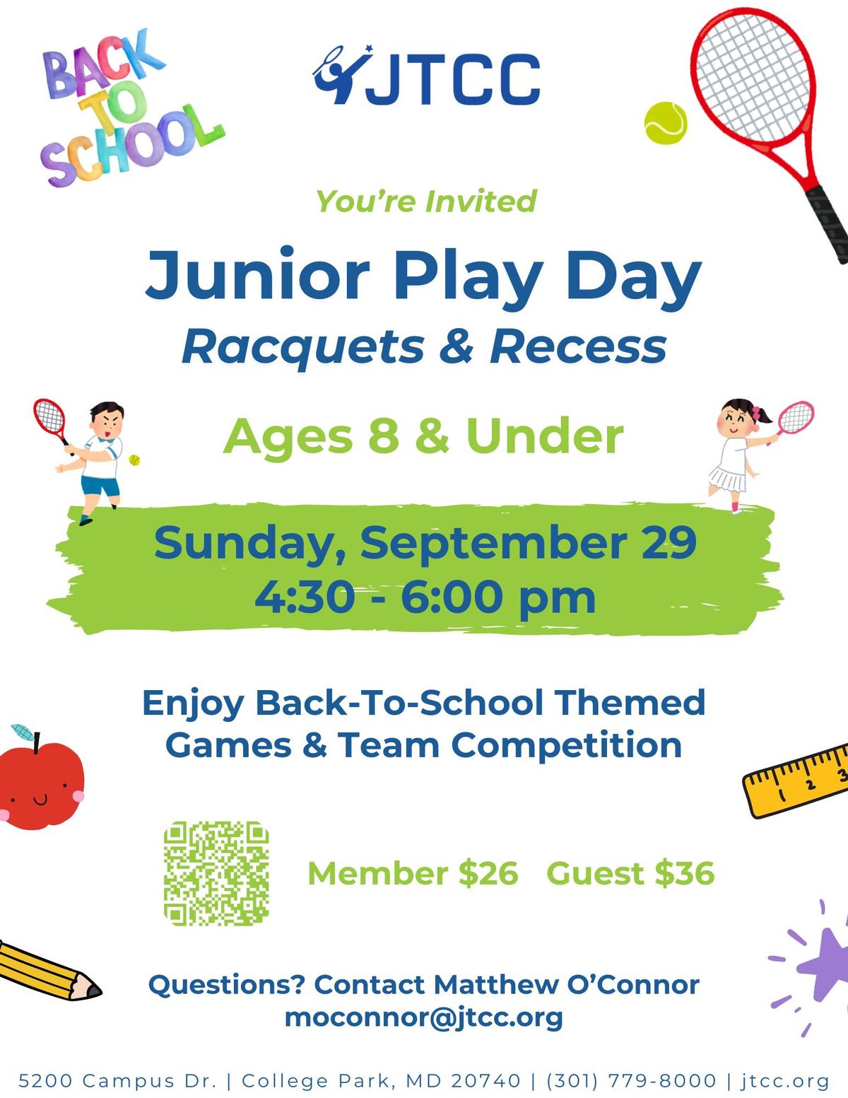 \ud83c\udfbe Racquets & Recess: Junior Play Day! \ud83c\udfbe