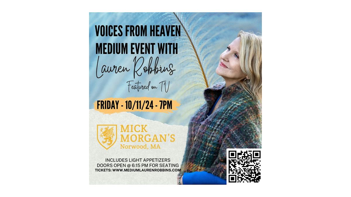 Norwood, MA Voices from Heaven Medium Event with Lauren Robbins, Seen on TV