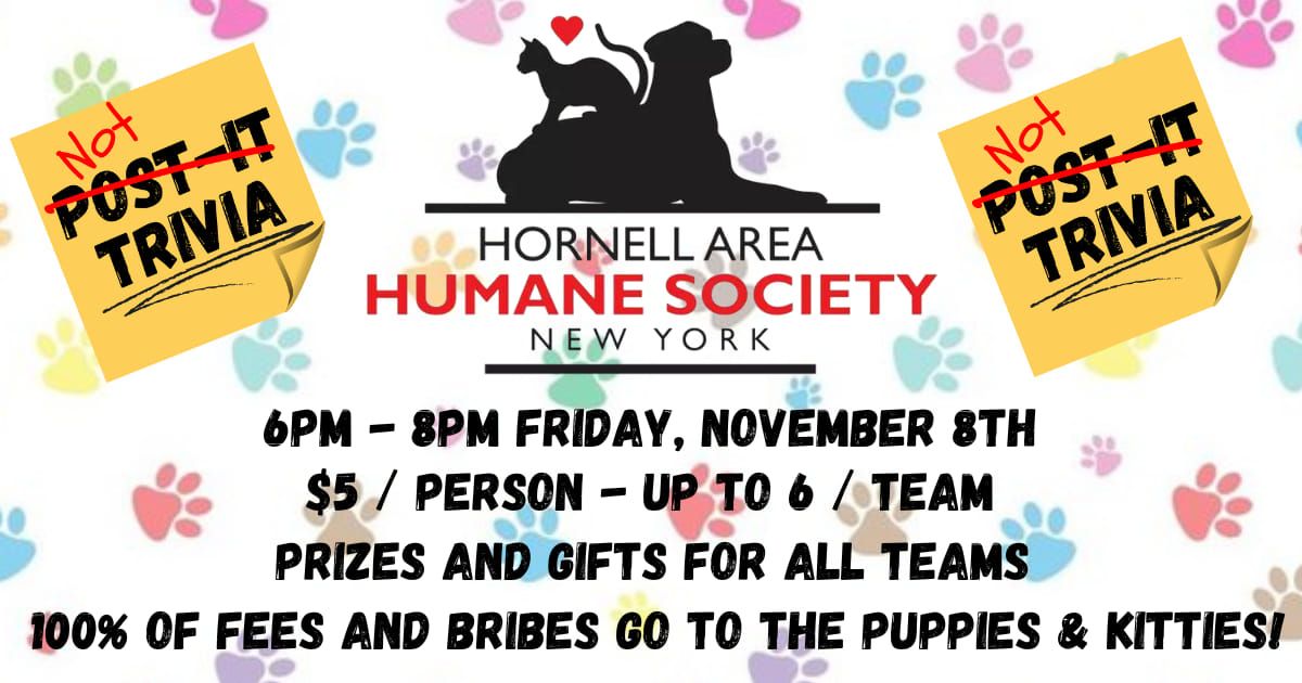 2nd "Not-Post-It" Trivia Humane Society Fundraiser